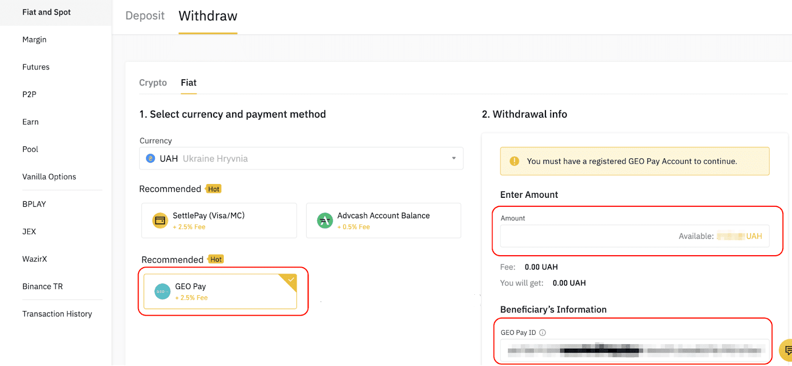 ວິທີການຖອນ UAH ຈາກ Binance ເຖິງ Geo Pay Wall ວິທີການຖອນ UAH ຈາກ Binance ເຖິງ Geo Pay Wall